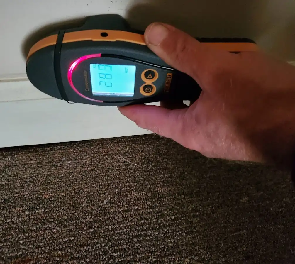 Moisture detection at baseboard during Burst Pipe Cleanup in Gardnerville